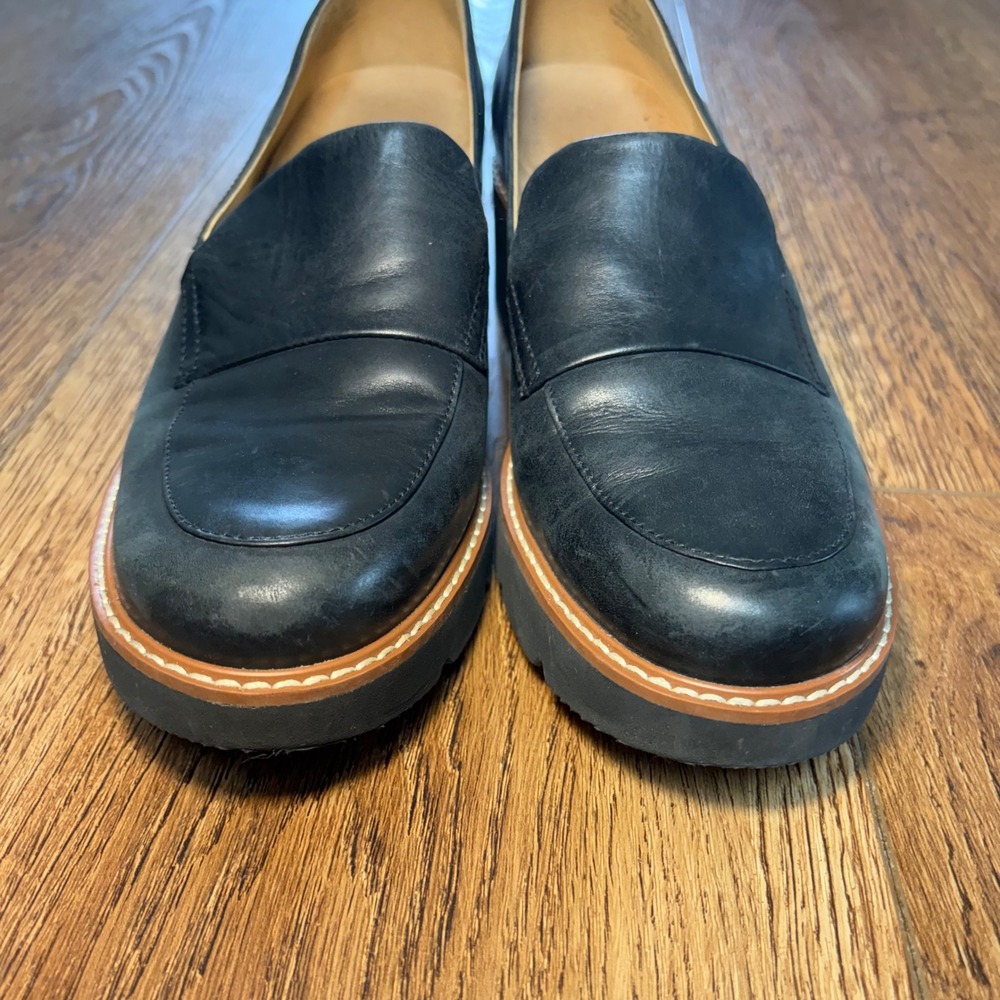 Naturalizer Darry Black Leather Lug Sole Loafers Womens 8M Slip On Block Heel - Picture 7 of 10